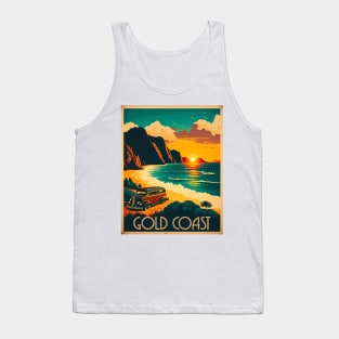 Gold Coast Australia Coastline Vintage Travel Art Poster Tank Top